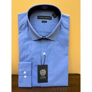Vince Camuto mens long sleeve button down blue pincord NWT size 15 32-33 $89.50